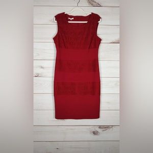 London Size 14 Dress Women’s Red Sleeveless Fitted.